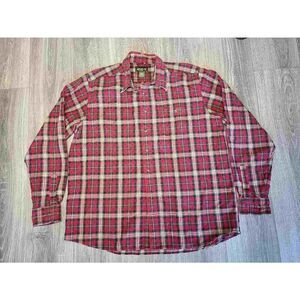 Eddie Bauer Red Plaid Flannel mens XL Tall